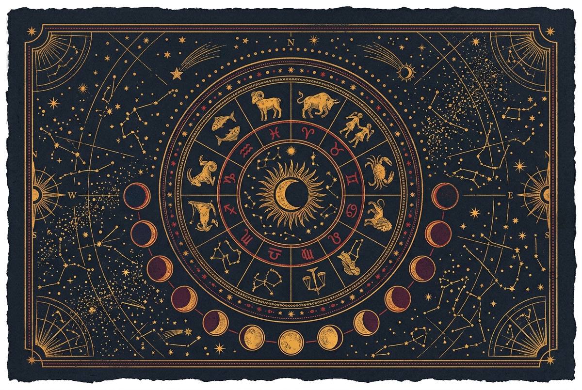 Zodiac almanac illustration